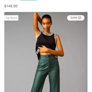 Maeve Colette pant wide legged cropped faux leather